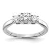 14k White Gold 3/4 carat Lab Grown Diamond VS/SI+ G+ Round Complete Three Stone Engagement Ring