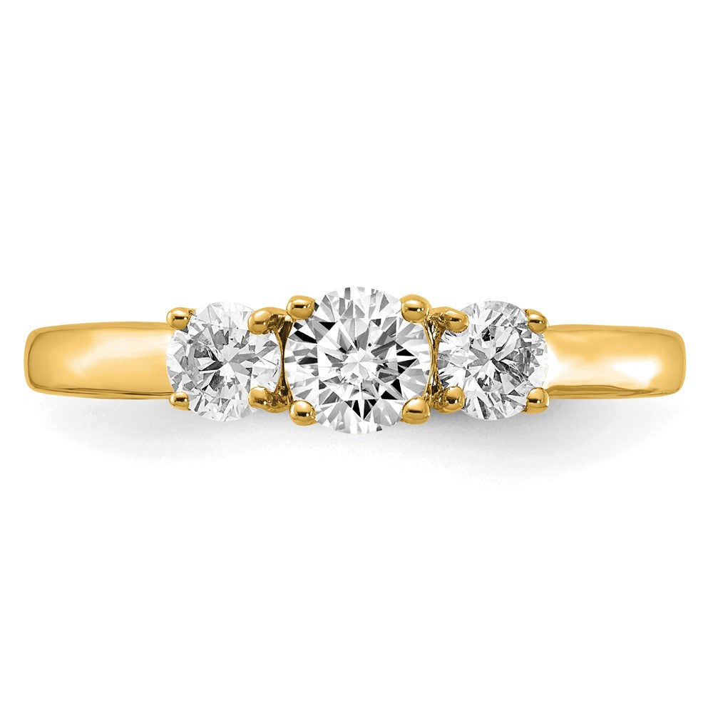 14k 3/4 carat Lab Grown Diamond VS/SI+ G+ Round Complete Three Stone Engagement Ring