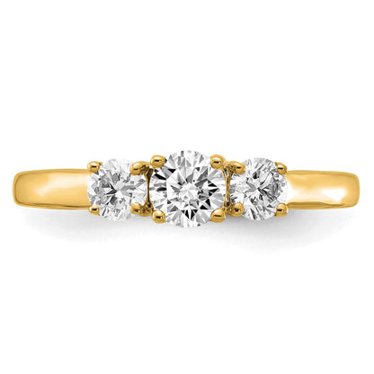14k 3/4 carat Lab Grown Diamond VS/SI+ G+ Round Complete Three Stone Engagement Ring