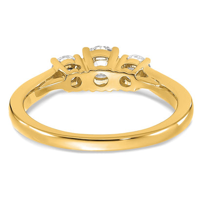 14k 3/4 carat Lab Grown Diamond VS/SI+ G+ Round Complete Three Stone Engagement Ring