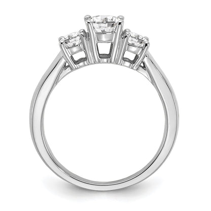 14k White Gold 3/4 carat Lab Grown Diamond VS/SI+ G+ 3/4 carat Center Round Three Stone Semi Mount Engagement Ring