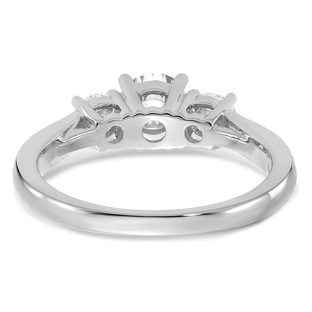 14k White Gold 3/4 carat Lab Grown Diamond VS/SI+ G+ 3/4 carat Center Round Three Stone Semi Mount Engagement Ring