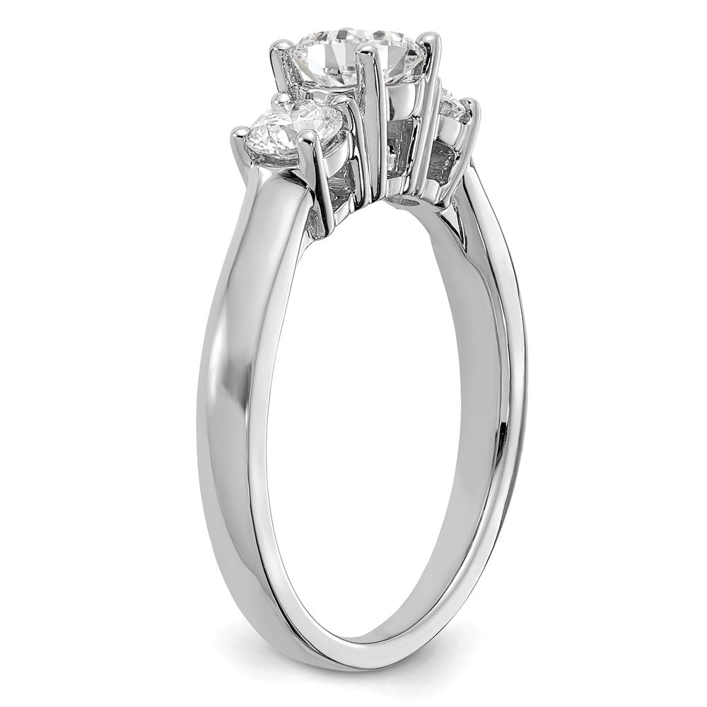 14k White Gold 3/4 carat Lab Grown Diamond VS/SI+ G+ 3/4 carat Center Round Three Stone Semi Mount Engagement Ring