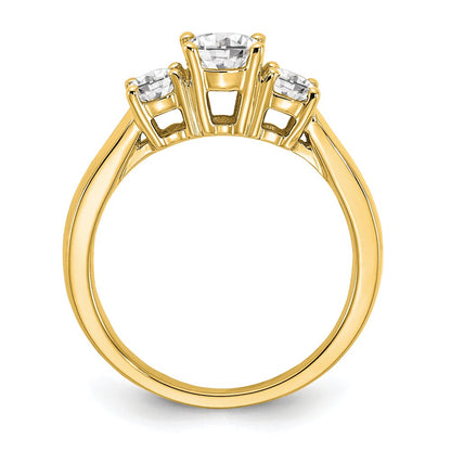 14k 1 carat Lab Grown Diamond VS/SI+ G+ Round Complete Three Stone Engagement Ring
