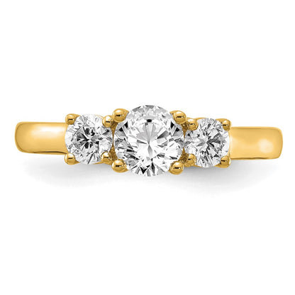 14k 1 carat Lab Grown Diamond VS/SI+ G+ Round Complete Three Stone Engagement Ring