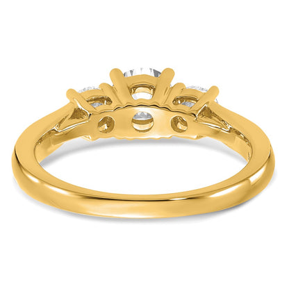 14k 1 carat Lab Grown Diamond VS/SI+ G+ Round Complete Three Stone Engagement Ring