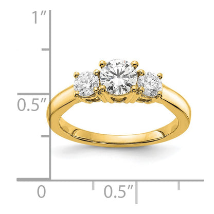 14k 1 carat Lab Grown Diamond VS/SI+ G+ Round Complete Three Stone Engagement Ring