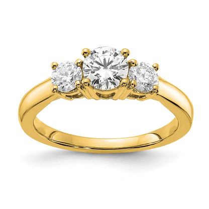 14k 1 carat Lab Grown Diamond VS/SI+ G+ Round Complete Three Stone Engagement Ring