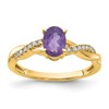 10k 7x5mm Oval February/ Amethyst and Diamond Size 7 Ring