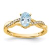10k 7x5mm Oval March/ Aquamarine and Diamond Size 7 Ring
