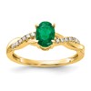 10k 7x5mm Oval May/ Lab-Created Emerald and Diamond Size 7 Ring