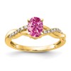10k 7x5mm Oval October/ Lab-Created Pink Sapphire and Diamond Size 7 Ring