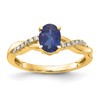 10k 7x5mm Oval September/ Lab-Created Sapphire and Diamond Size 7 Ring