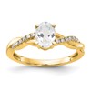 10k 7x5mm Oval April/ White Topaz and Diamond Size 7 Ring