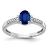 10k White Gold 1/15 carat Diamond and 6x4mm Oval Sapphire Ring