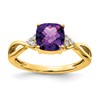 14k 7mm Cushion Checkerboard February/Amethyst and Diamond Ring
