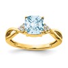 14k 7mm Cushion Checkerboard March/Aquamarine and Diamond Ring