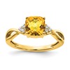 14k 7mm Cushion Checkerboard November/Citrine and Diamond Ring