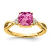 14k 7mm Cushion Checkerboard October/Lab Created Pink Sapphire and Diamond Ring