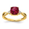 14k 7mm Cushion Checkerboard July/Lab Created Ruby and Diamond Ring