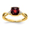 10k 7mm Cushion Checkerboard January/ Garnet and Diamond Size 7 Ring