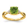 10k 7mm Cushion Checkerboard August/ Peridot and Diamond Size 7 Ring