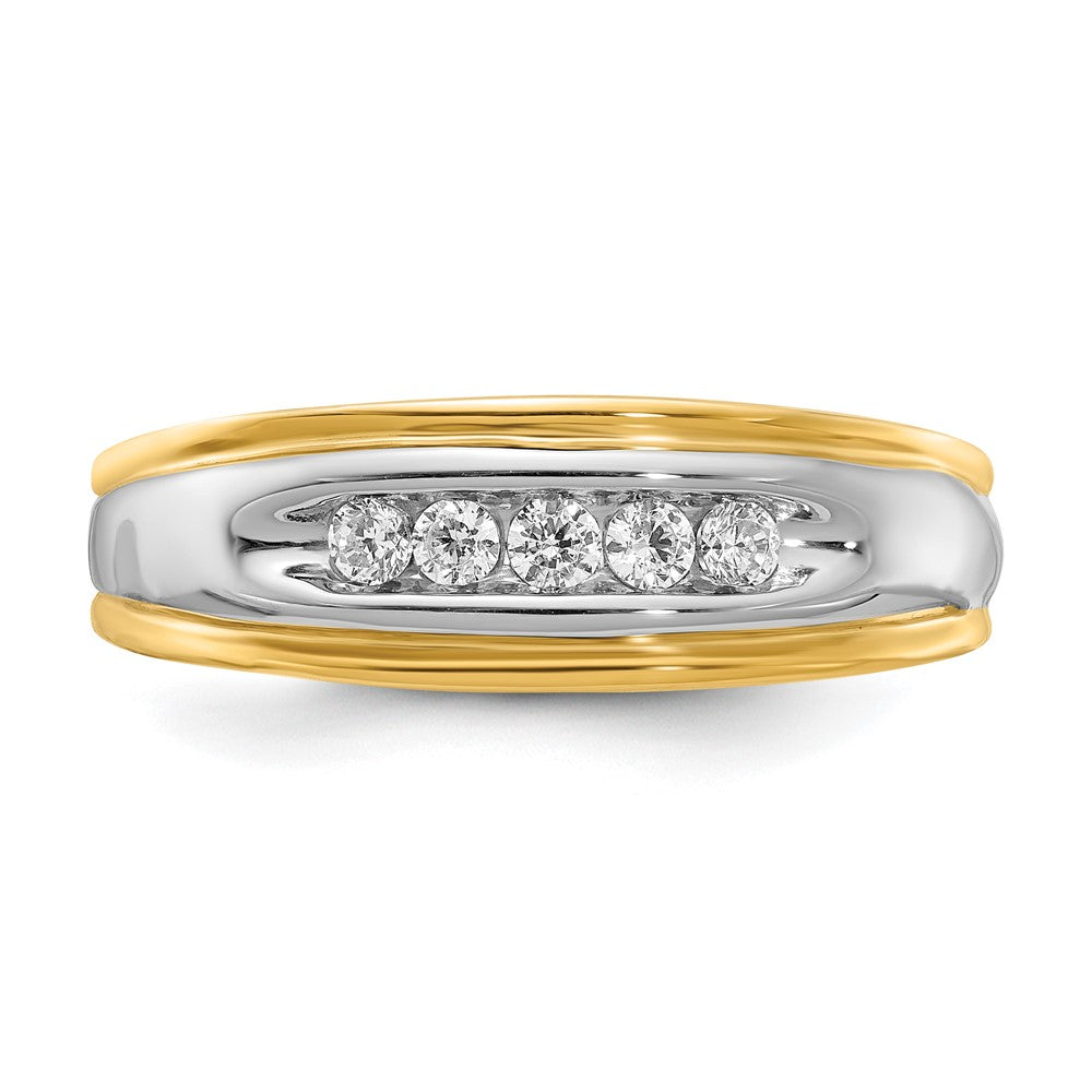 14k Two-tone 5-Stone 1/4 carat Diamond Complete Men's Channel Band