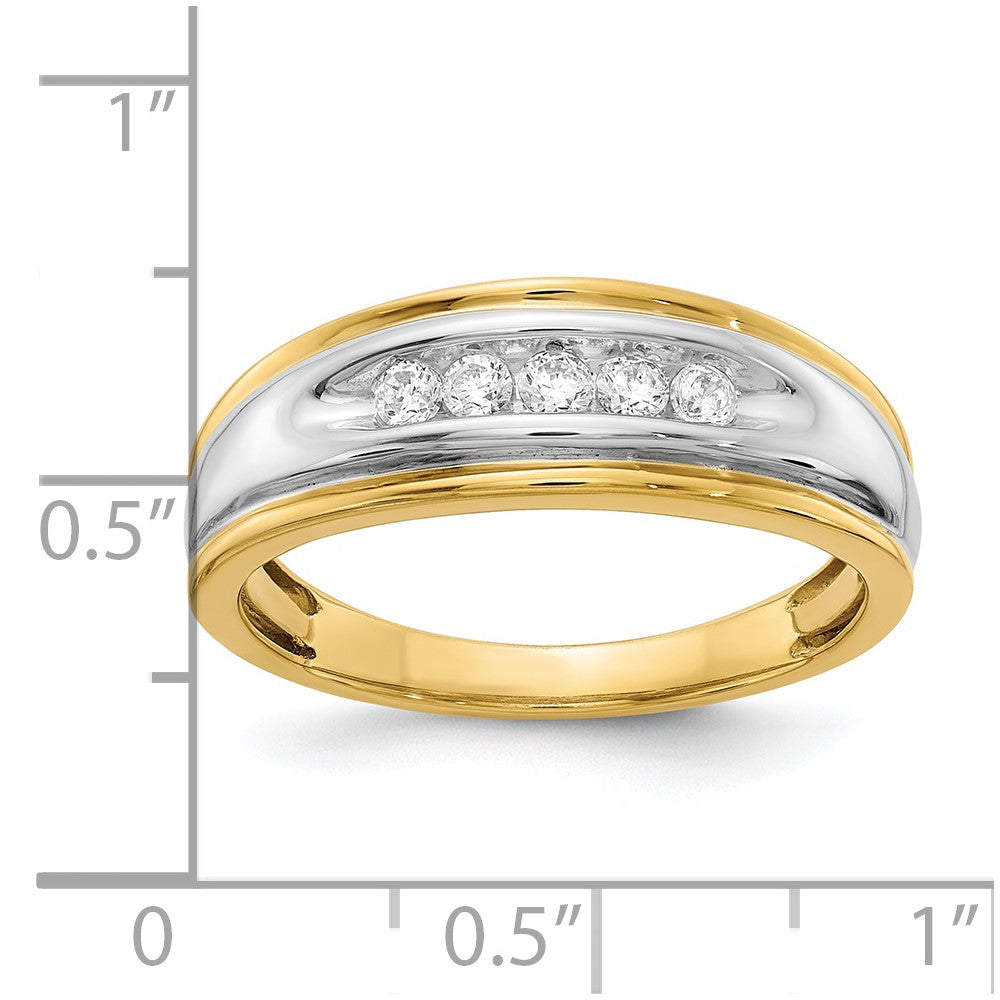 14k Two-tone 5-Stone 1/4 carat Diamond Complete Men's Channel Band