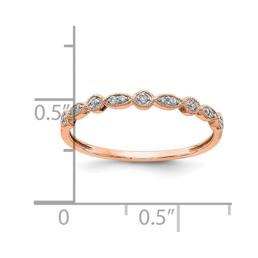10K Rose Gold 1/20 carat Diamond Fancy Band