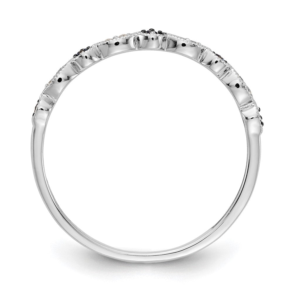 10k White Gold 1/20 carat Blue/White Diamond Fancy Band