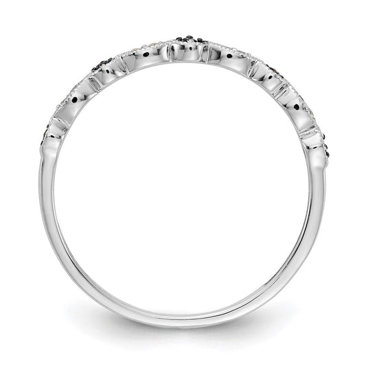 10k White Gold 1/20 carat Blue/White Diamond Fancy Band