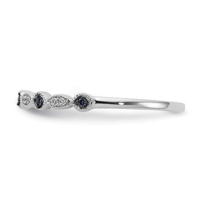 10k White Gold 1/20 carat Blue/White Diamond Fancy Band
