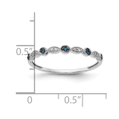 10k White Gold 1/20 carat Blue/White Diamond Fancy Band