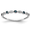 10k White Gold 1/20 carat Blue/White Diamond Fancy Band