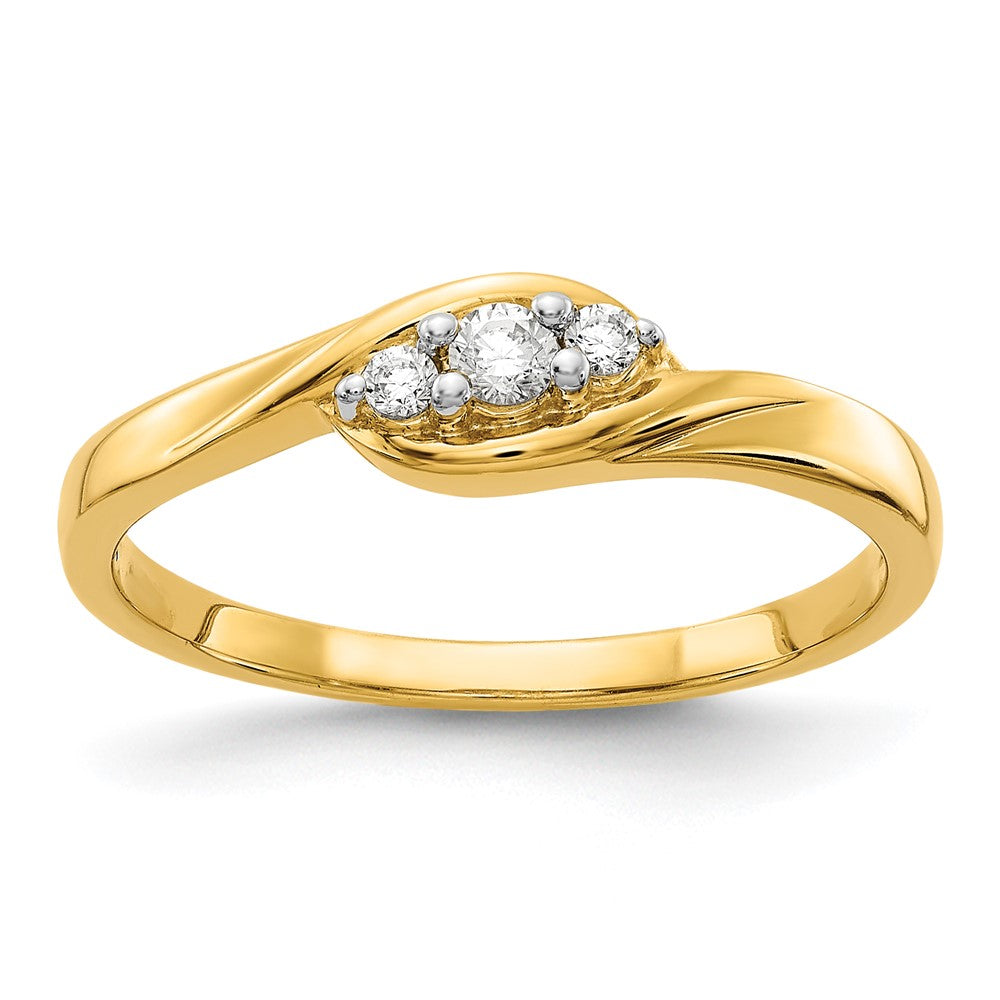 10k Yellow Gold 3-stone 1/10 carat Diamond Ring