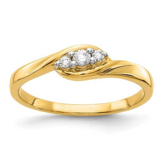 10k Yellow Gold 3-stone 1/10 carat Diamond Ring