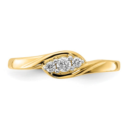14k 1/10 carat Lab Grown Diamond VS/SI+ G+ Complete Three Stone Ring