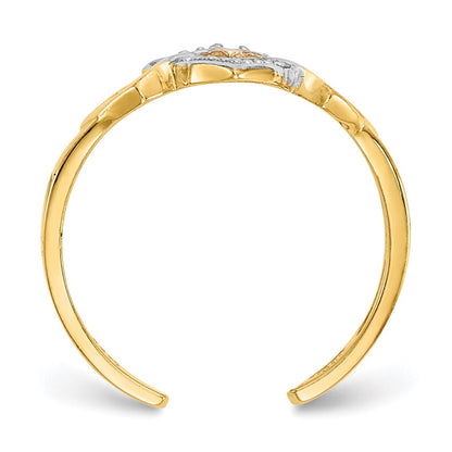 10k and White Rhodium Diamond Heart Toe Ring
