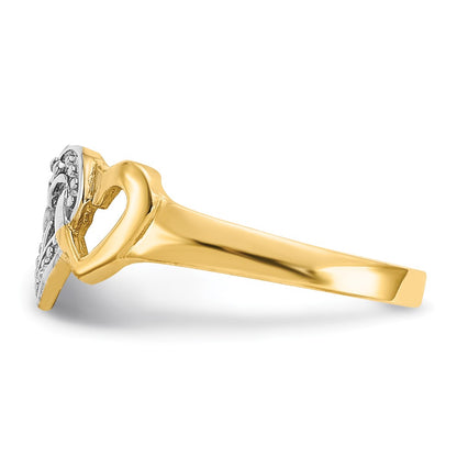 10k and White Rhodium Diamond Heart Toe Ring
