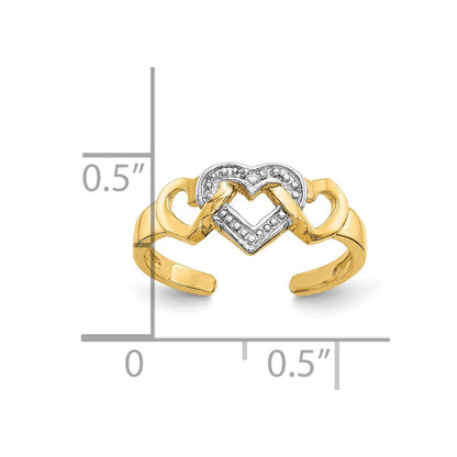 10k and White Rhodium Diamond Heart Toe Ring