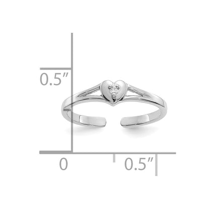 10K White Gold .01 carat Diamond Heart Toe Ring