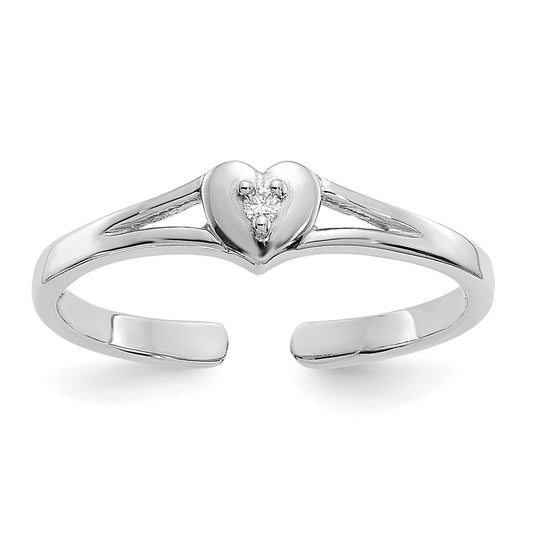 10K White Gold .01 carat Diamond Heart Toe Ring