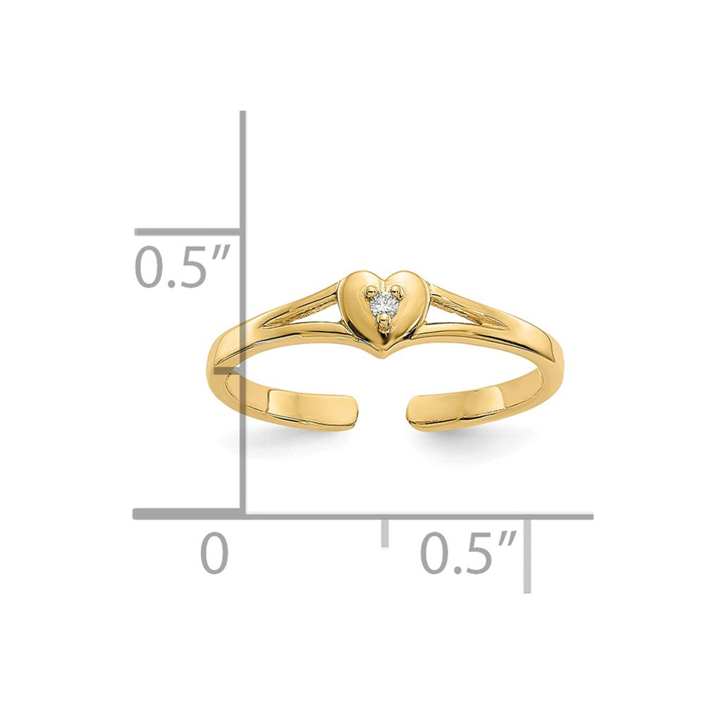 10K .01 carat Diamond Heart Toe Ring