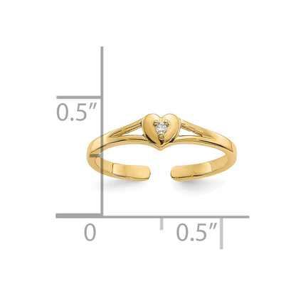 10K .01 carat Diamond Heart Toe Ring