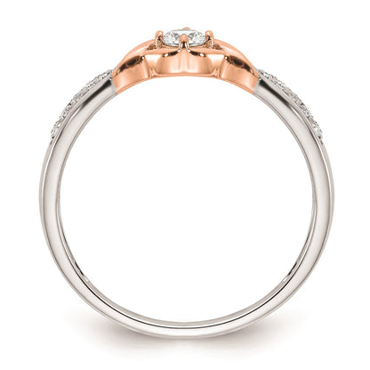 First Promise 14k White and Rose Gold 1/10 carat Round Diamond Complete Promise/Engagement Ring
