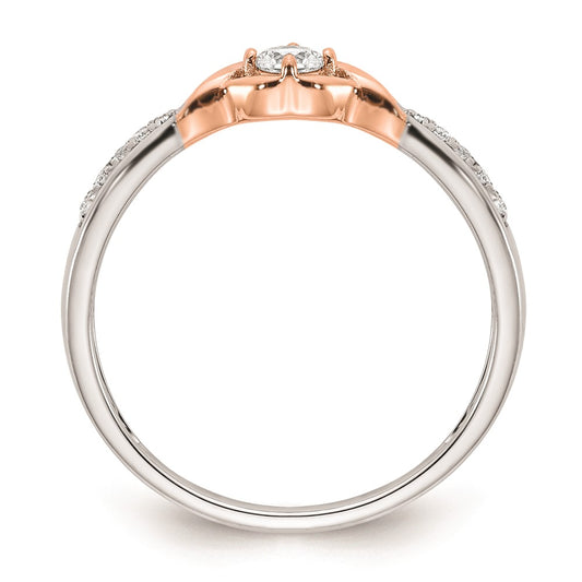 First Promise 14k White and Rose Gold 1/10 carat Round Diamond Complete Promise/Engagement Ring