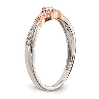 First Promise 14k White and Rose Gold 1/10 carat Round Diamond Complete Promise/Engagement Ring