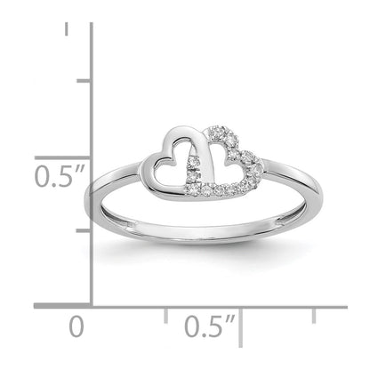 10K White Gold Diamond Double Heart Ring