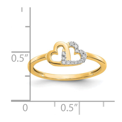 10K Diamond Double Heart Ring