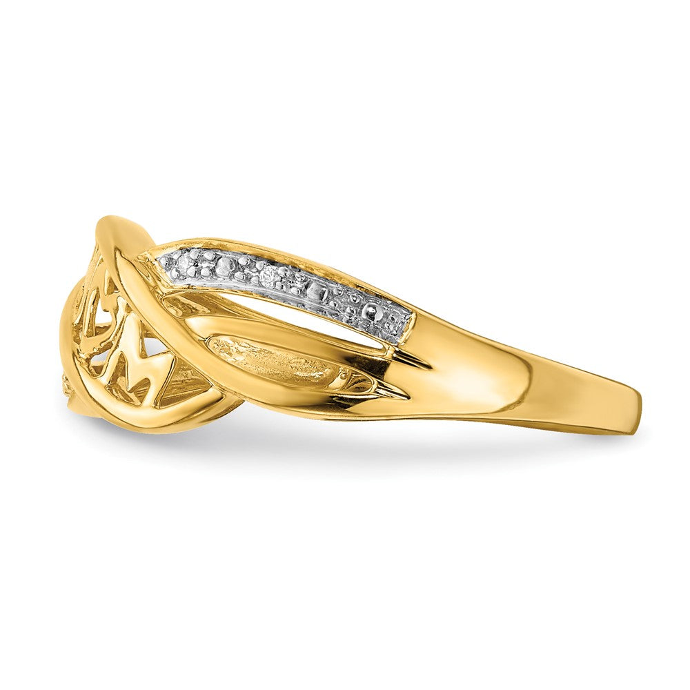 10K and White Rhodium Diamond MOM Ring